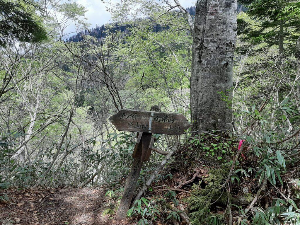 尾根上に出たことを示す標識