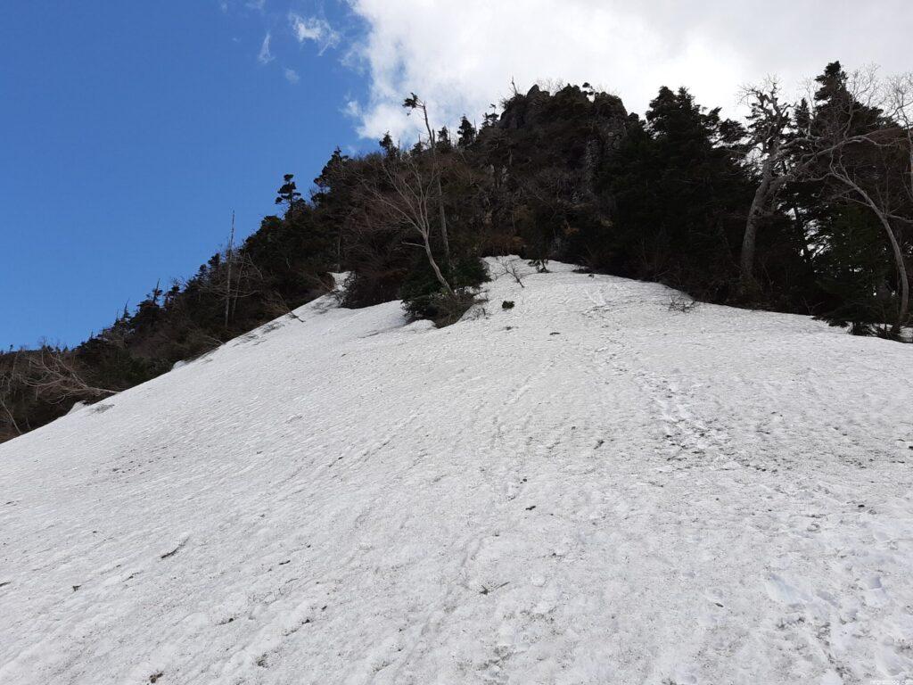 この斜面を相棒を使って直登